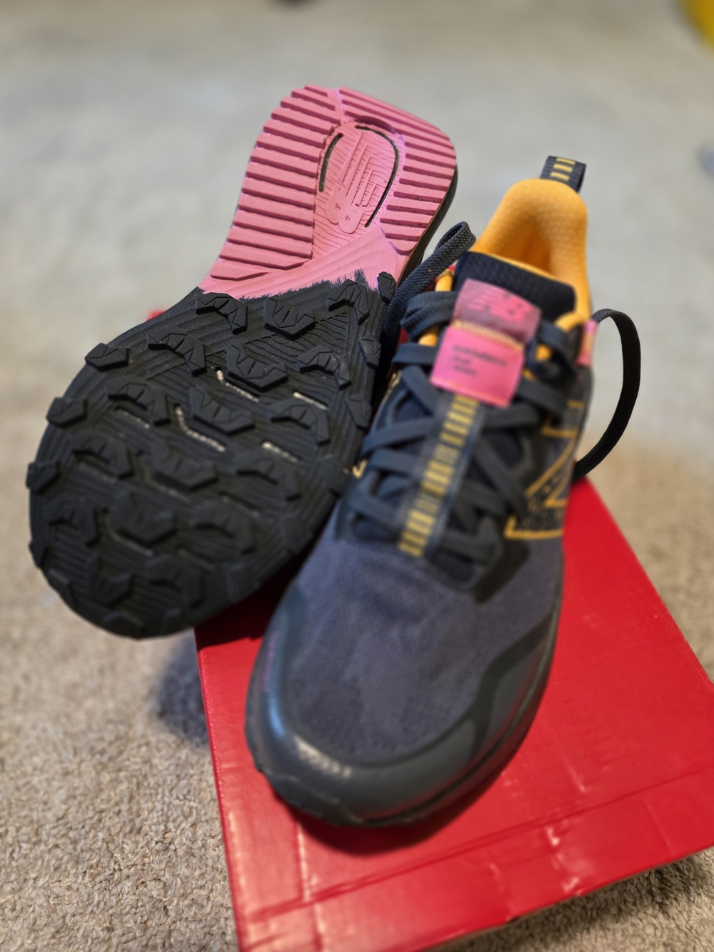 New Balance Navy Running Shoes with Pink & Yellow Accents